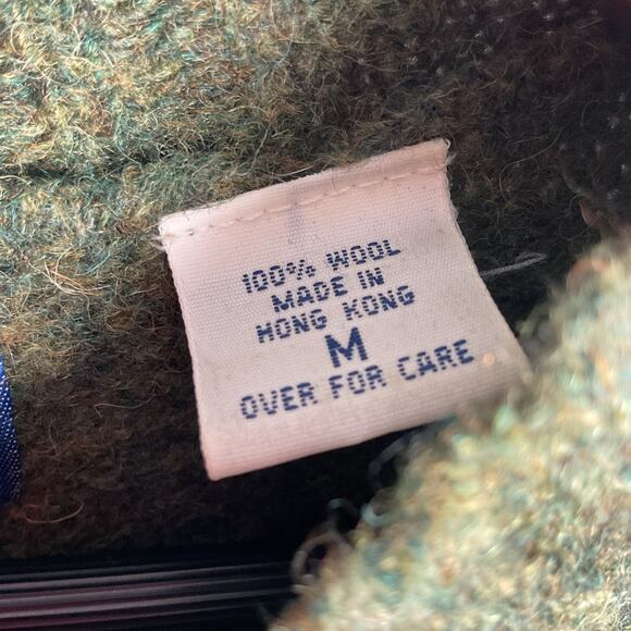 Express Bleus Womens Vintage Fair Isle Wool Pullover Sweater Olive Green Medium - Picture 6 of 9